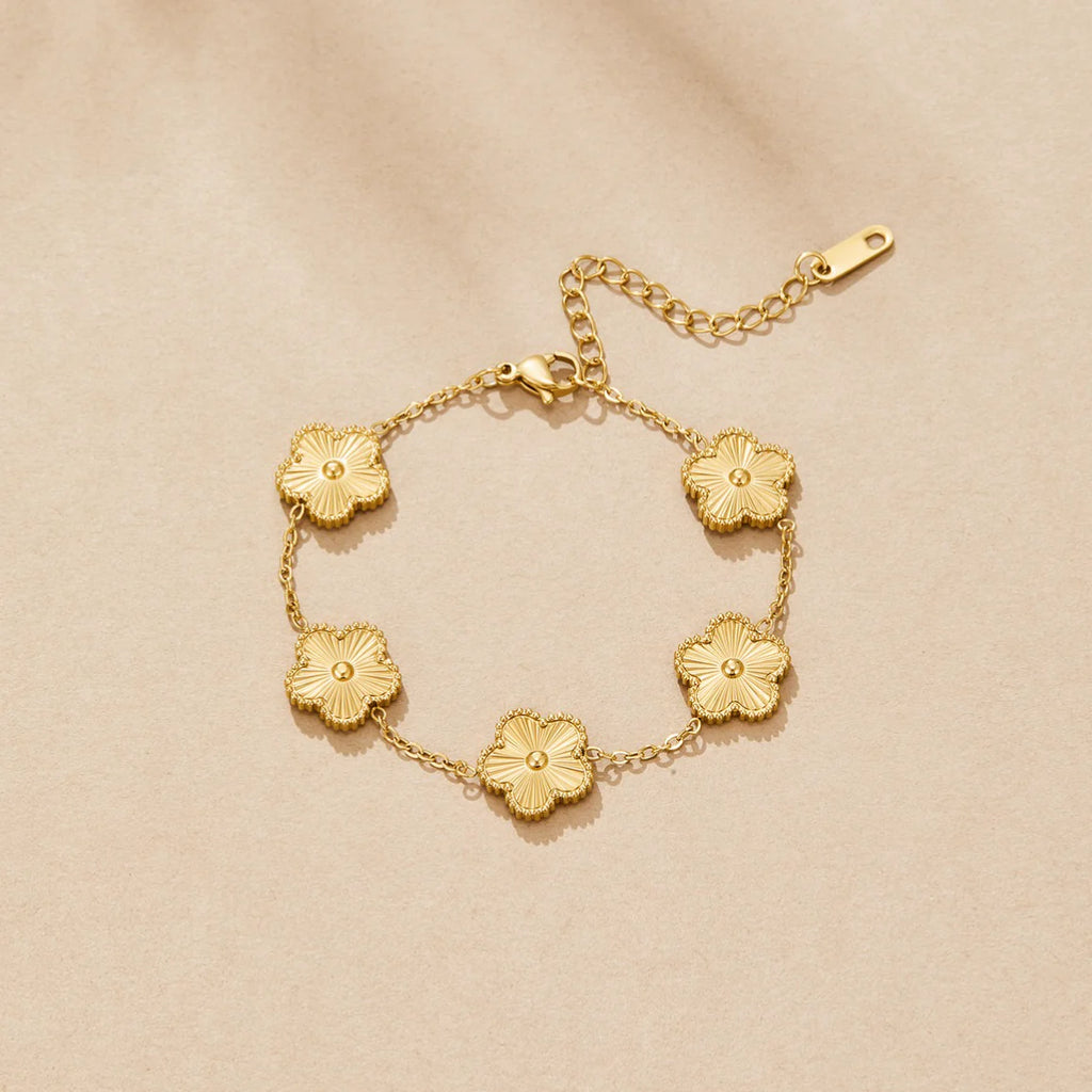 Golden Clover Flower Bracelet.