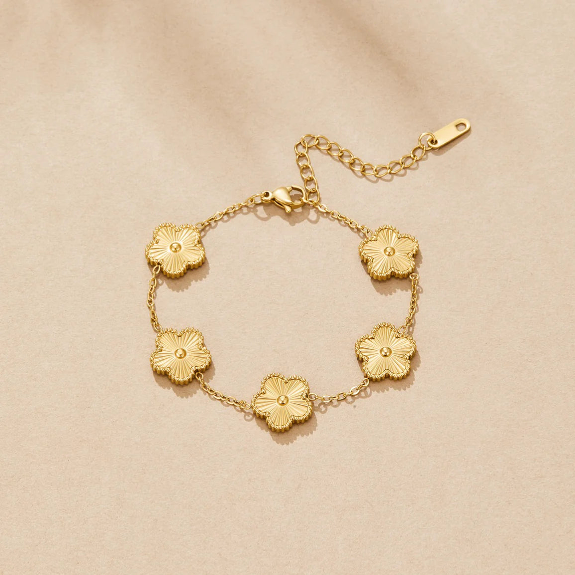 Golden Clover Flower Bracelet.