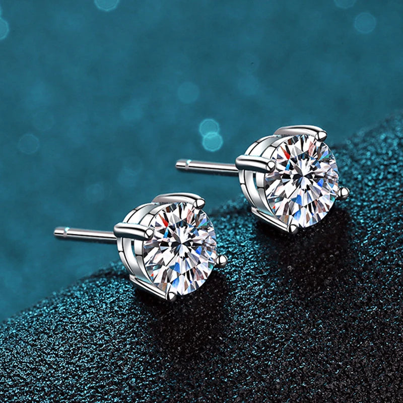 925 Sterling Silver 2.0ct Moissanite Stud Earrings for Women