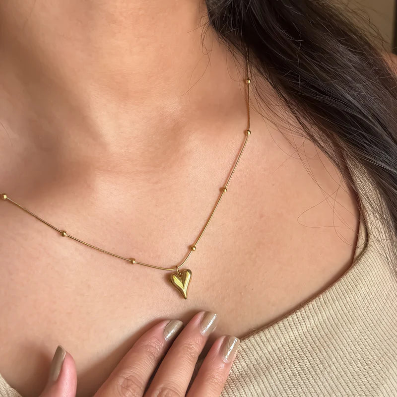 Heart Ball Pendant Necklace Dainty Love Charm Jewelry Gift