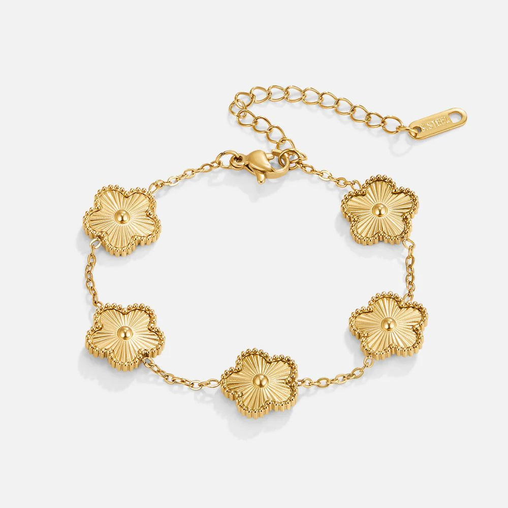 Golden Clover Flower Bracelet.