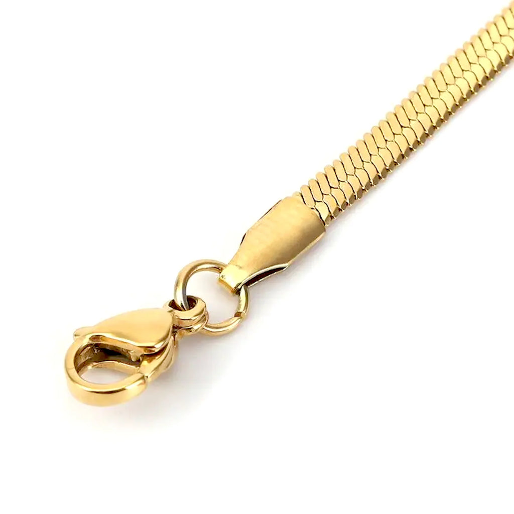 Herringbone Snake Chain Necklace - Flat Statement Choker Jewelry