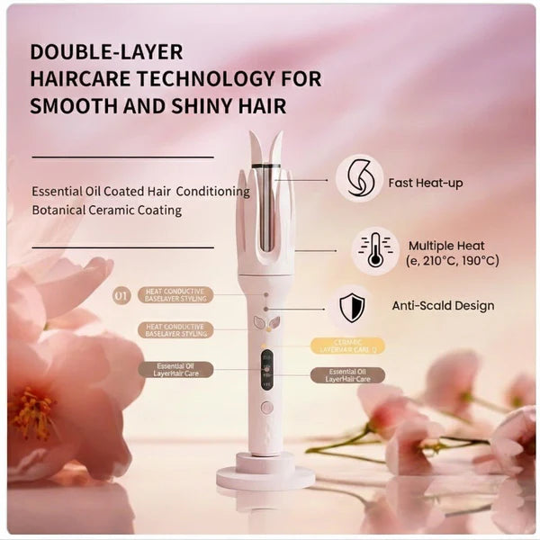 Automatic hair curler, easy rotating curling iron for salon-style curls