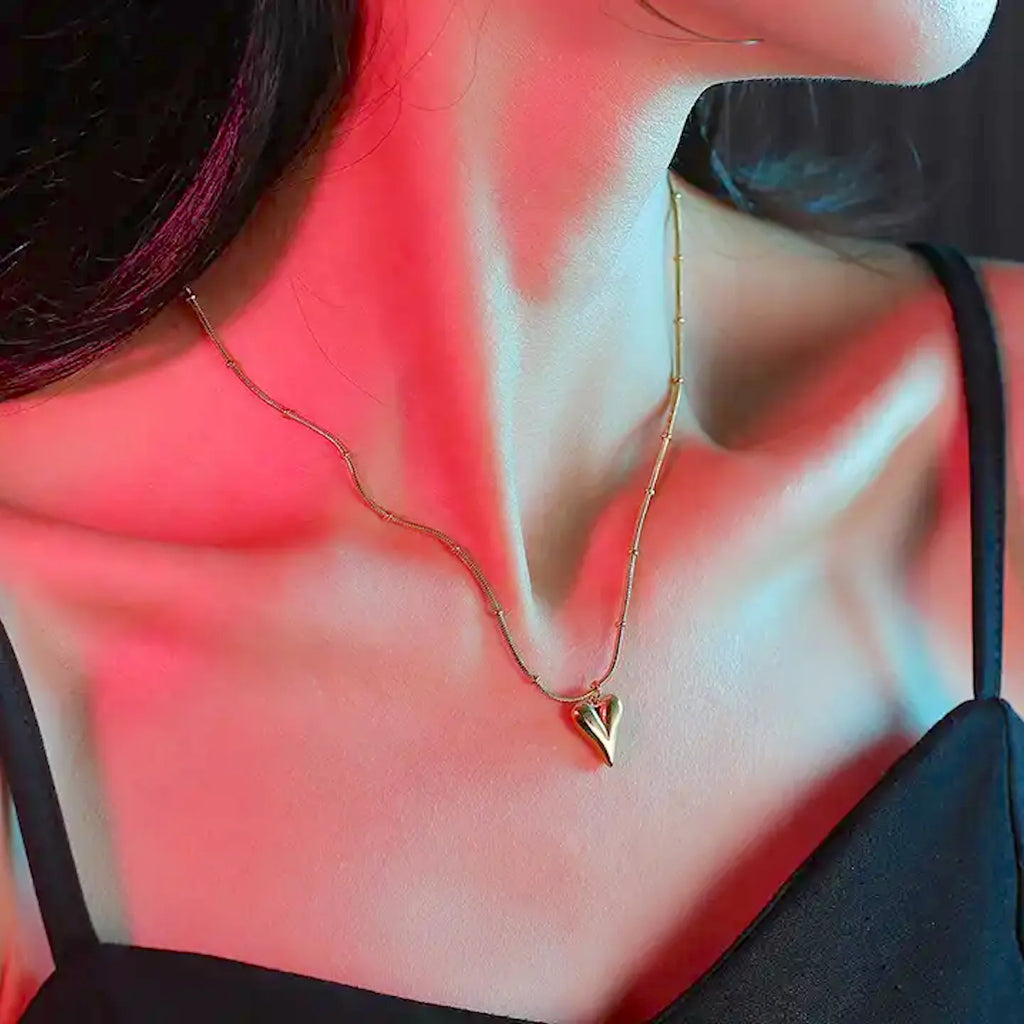 Heart Ball Pendant Necklace Dainty Love Charm Jewelry Gift