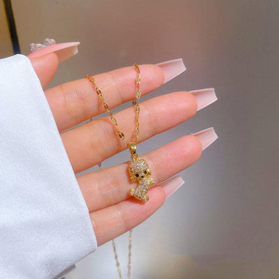 Diamond Puppy Pendant Necklace