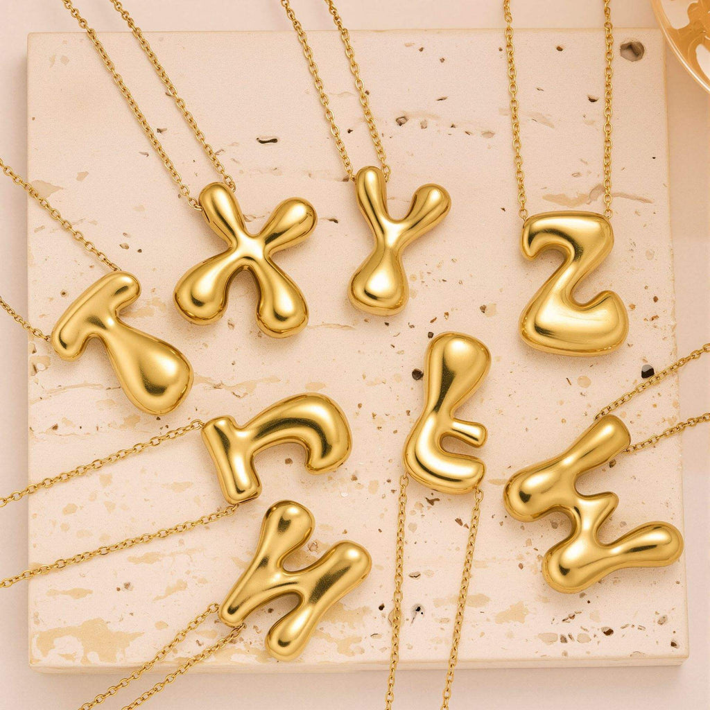 Initial Bubble Letter Necklace