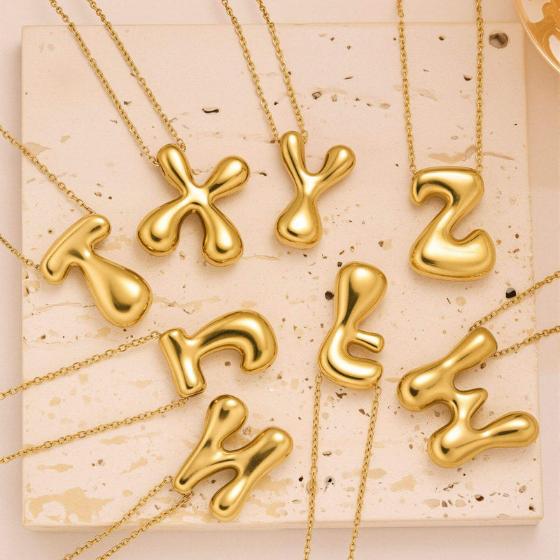 Initial Bubble Letter Necklace