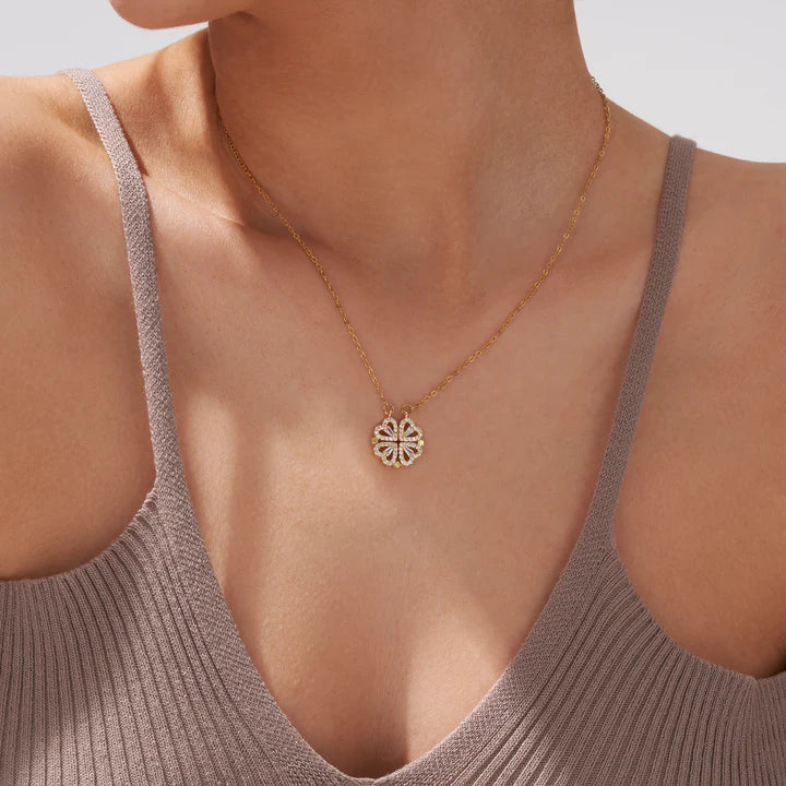 Four-Leaf Clover Hearts Necklace