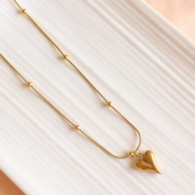 Heart Ball Pendant Necklace – Dainty Love Charm Jewelry Gift