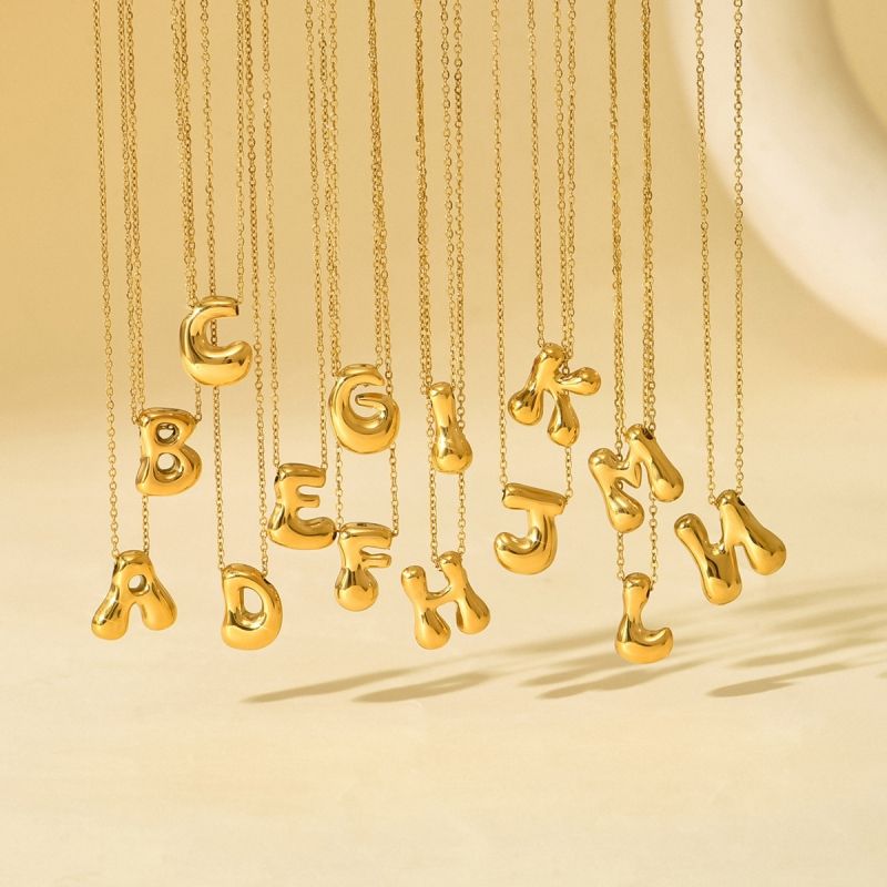 Initial Bubble Letter Necklace