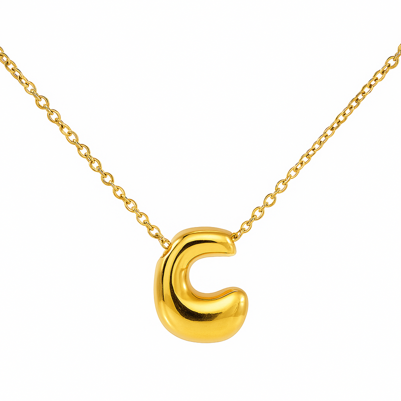 Initial Bubble Letter Necklace