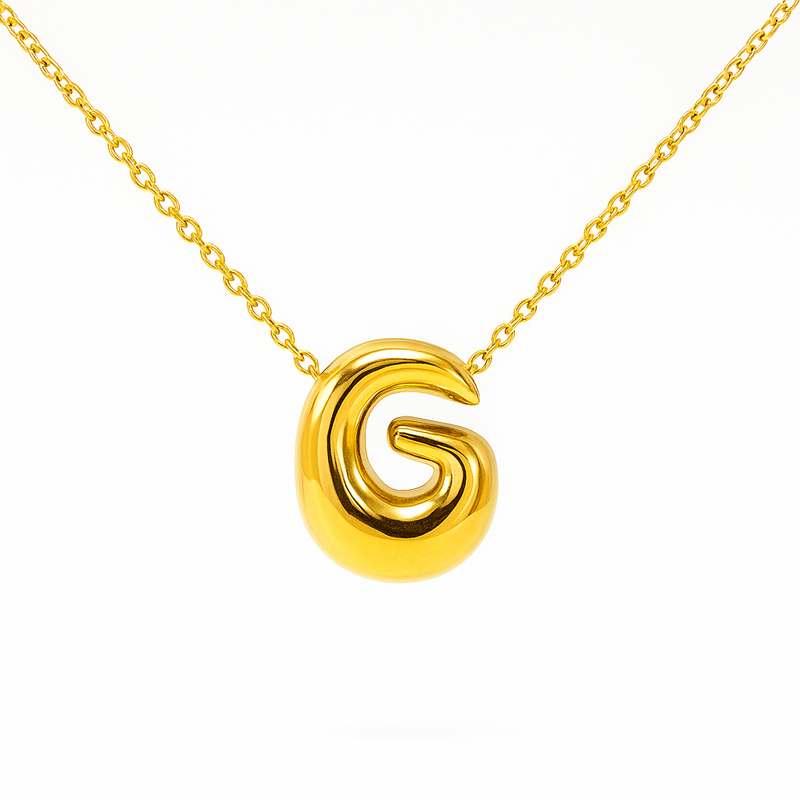 Initial Bubble Letter Necklace
