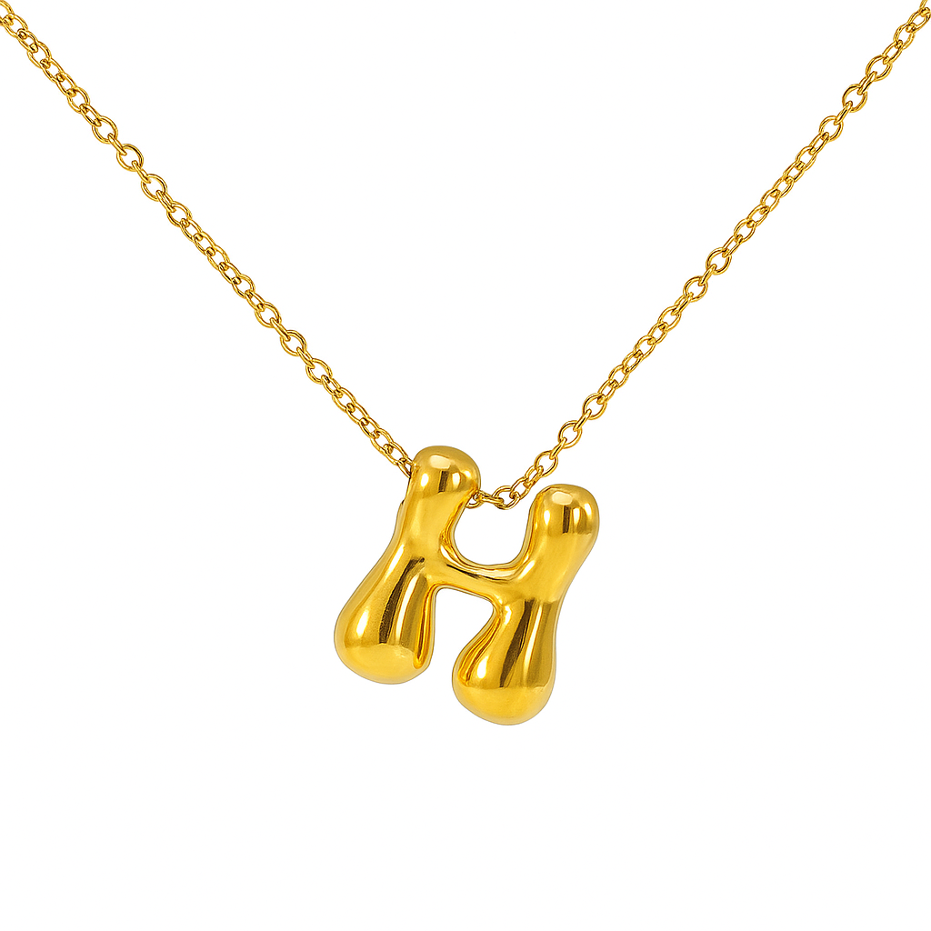 Initial Bubble Letter Necklace