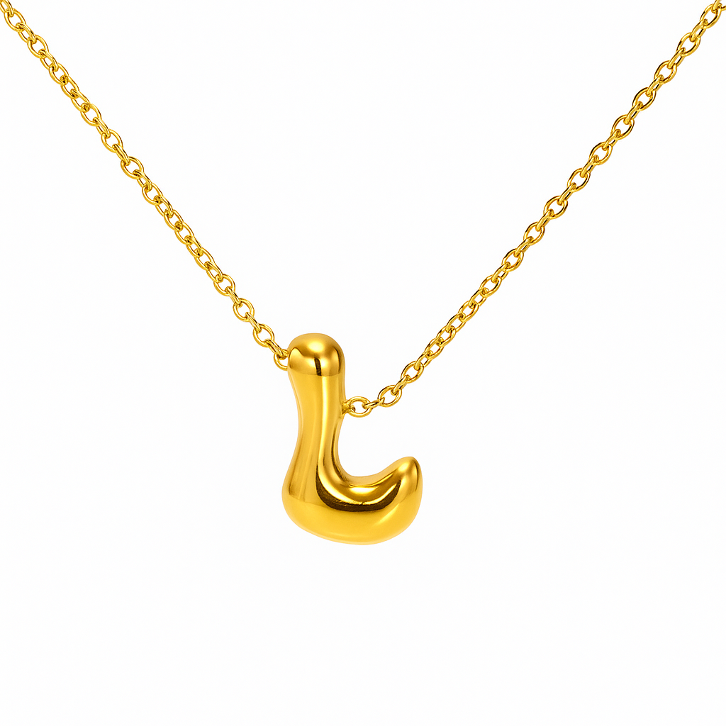 Initial Bubble Letter Necklace