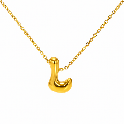 Initial Bubble Letter Necklace