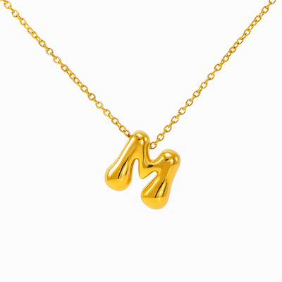 Initial Bubble Letter Necklace