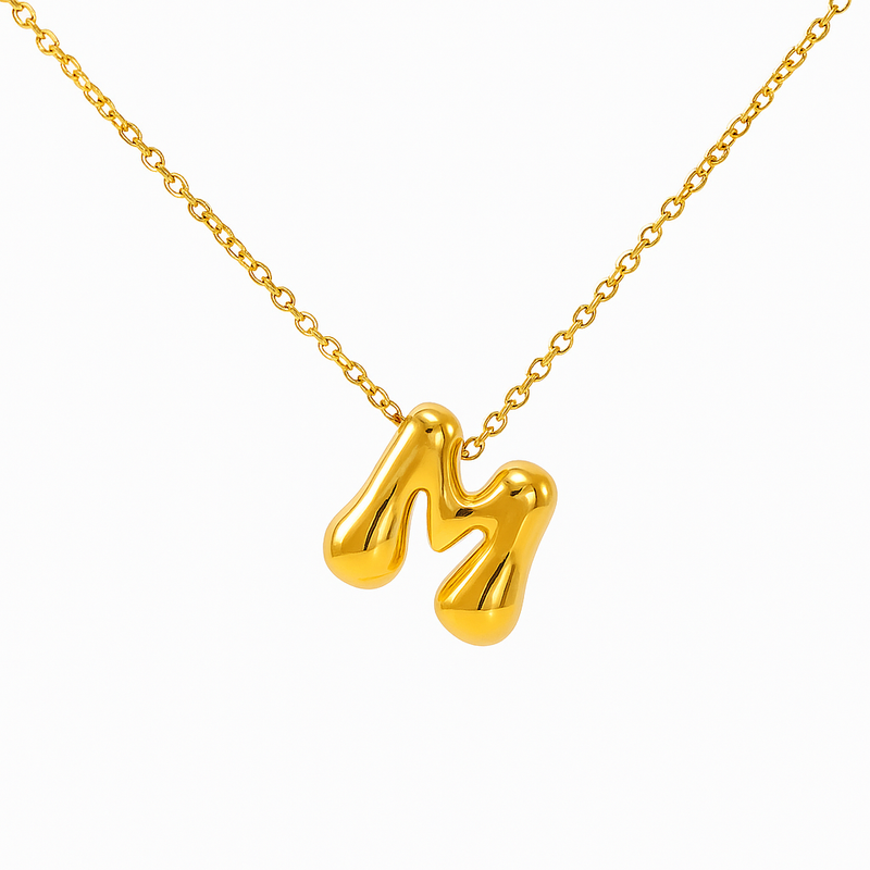 Initial Bubble Letter Necklace