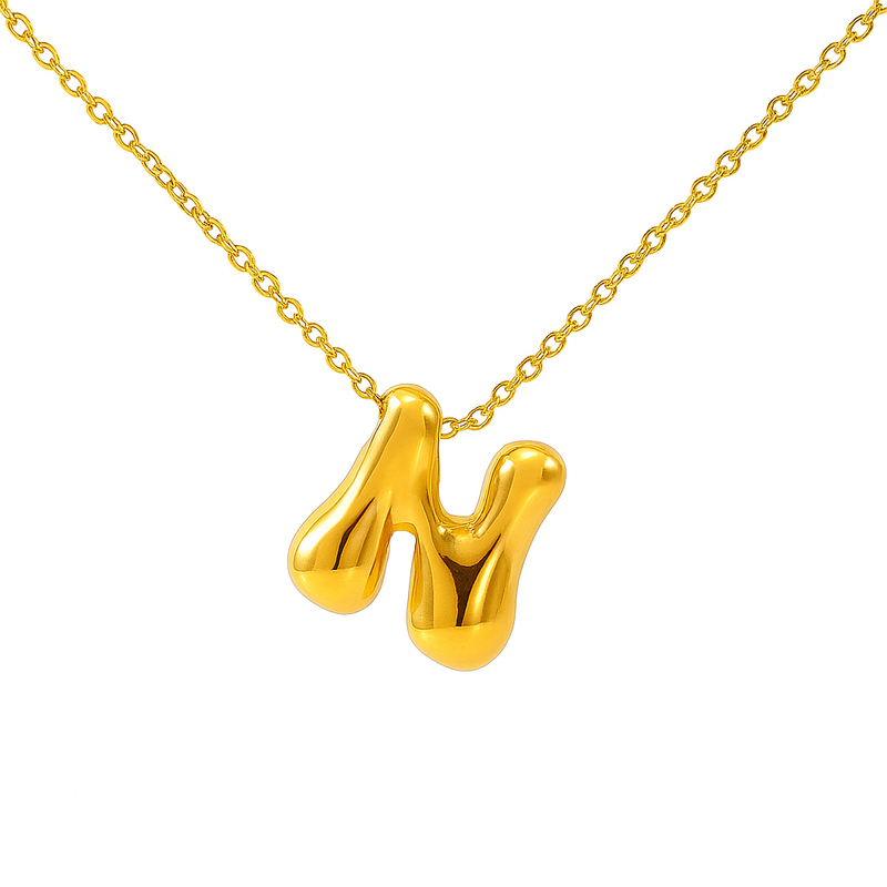 Initial Bubble Letter Necklace