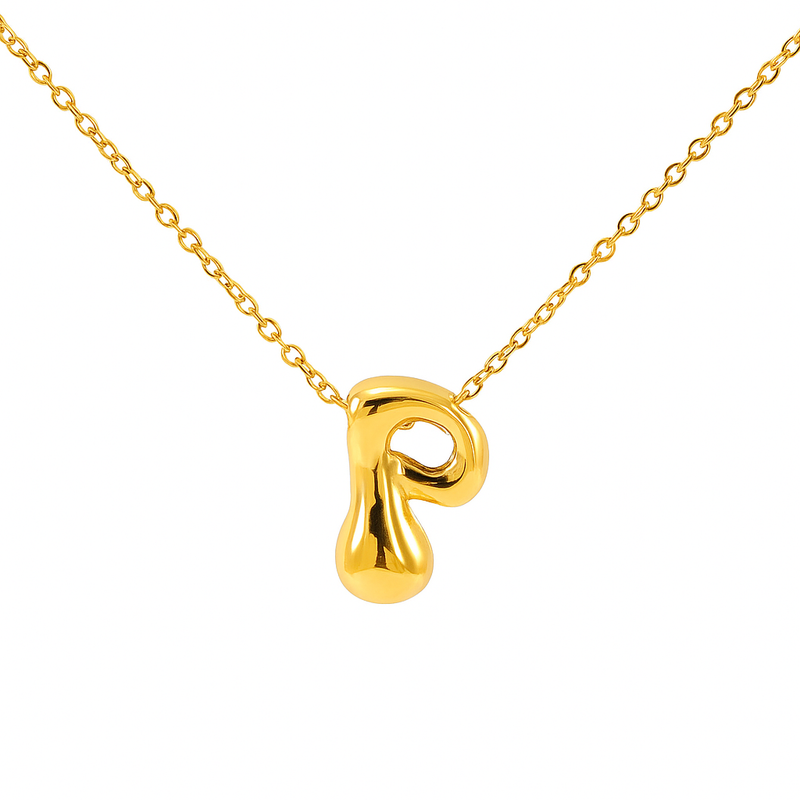 Initial Bubble Letter Necklace