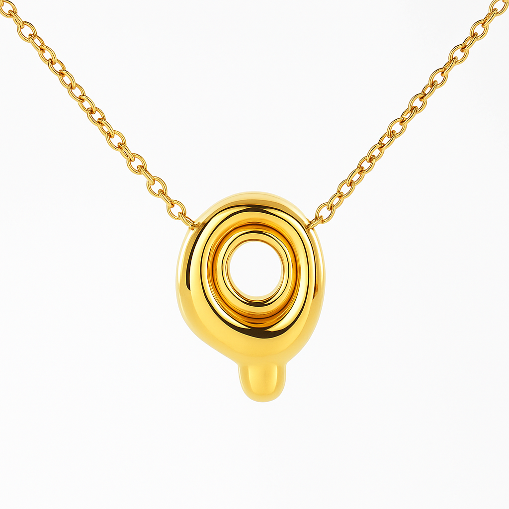 Initial Bubble Letter Necklace