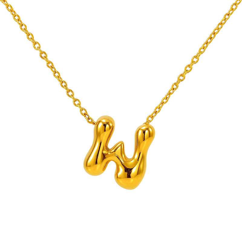 Initial Bubble Letter Necklace