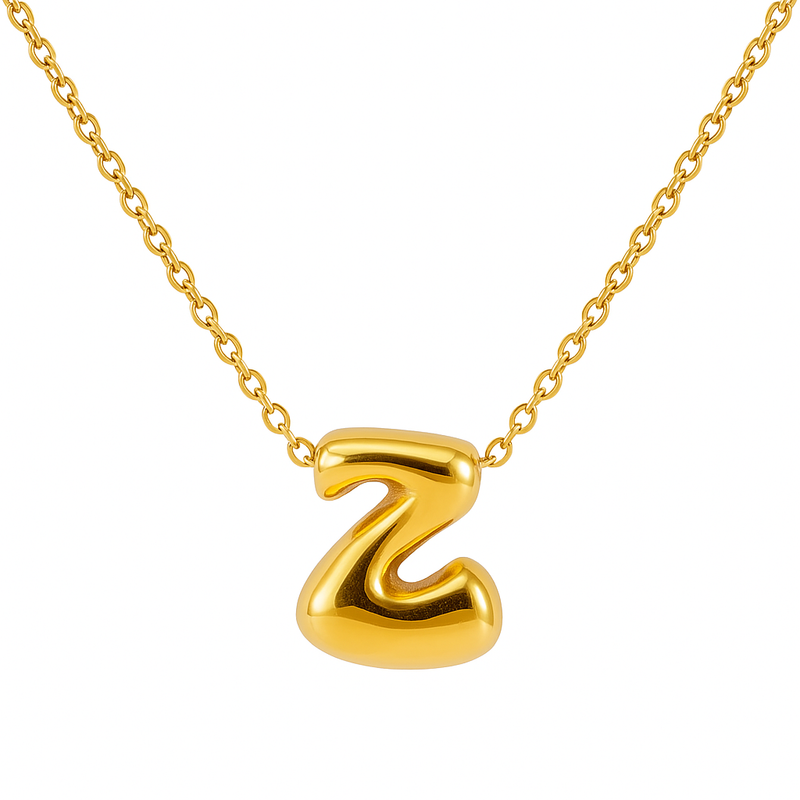 Initial Bubble Letter Necklace