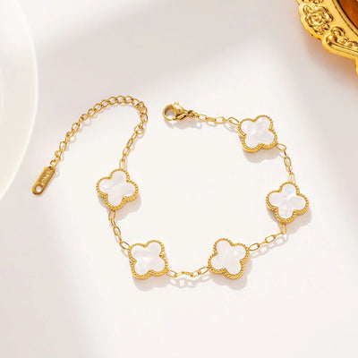 White Four Leaf Clover Bracelet | Lucky Charm Jewelry