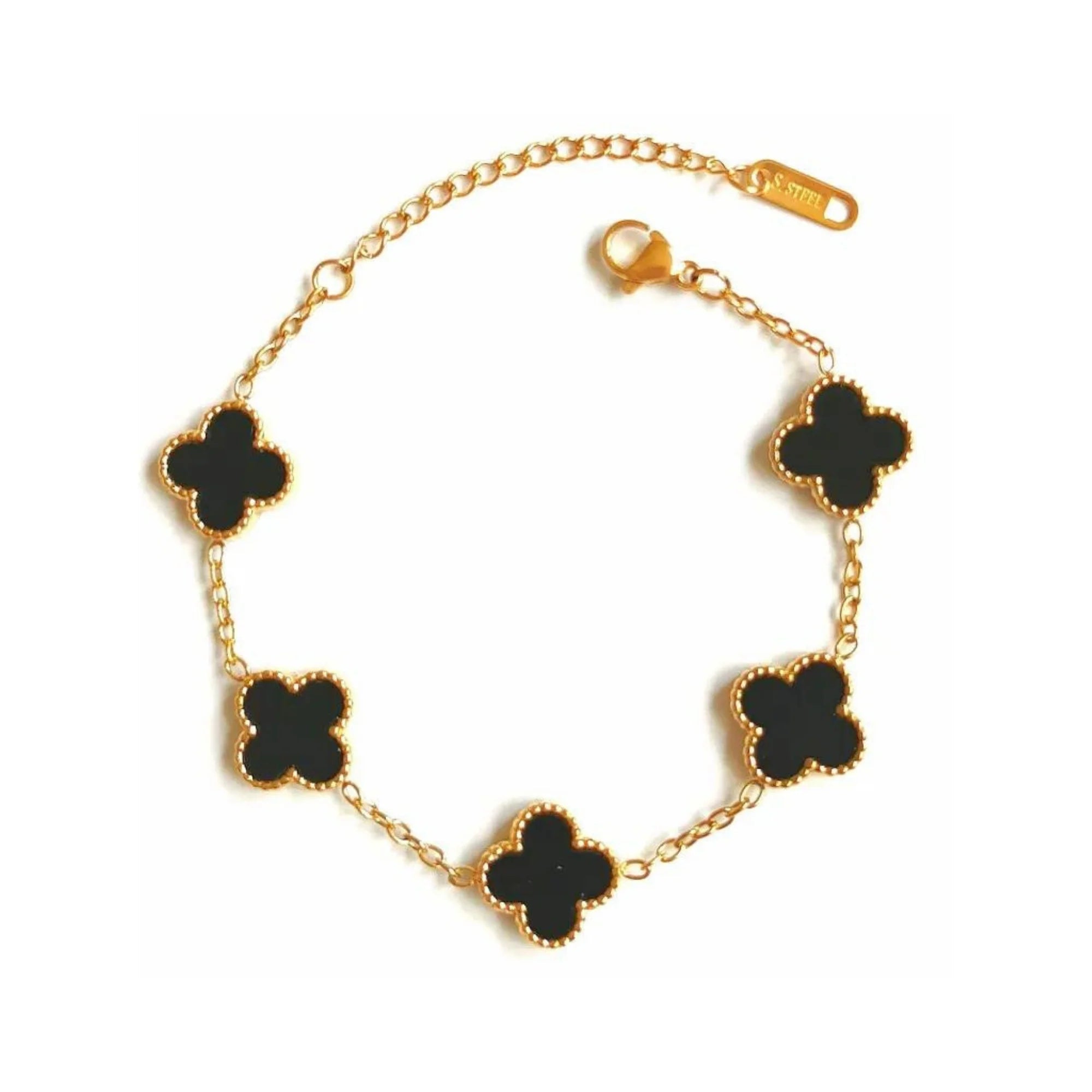 Black Four Leaf Clover Bracelet