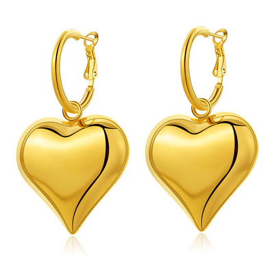 Chunky Heart Hoop Earrings -soristyle