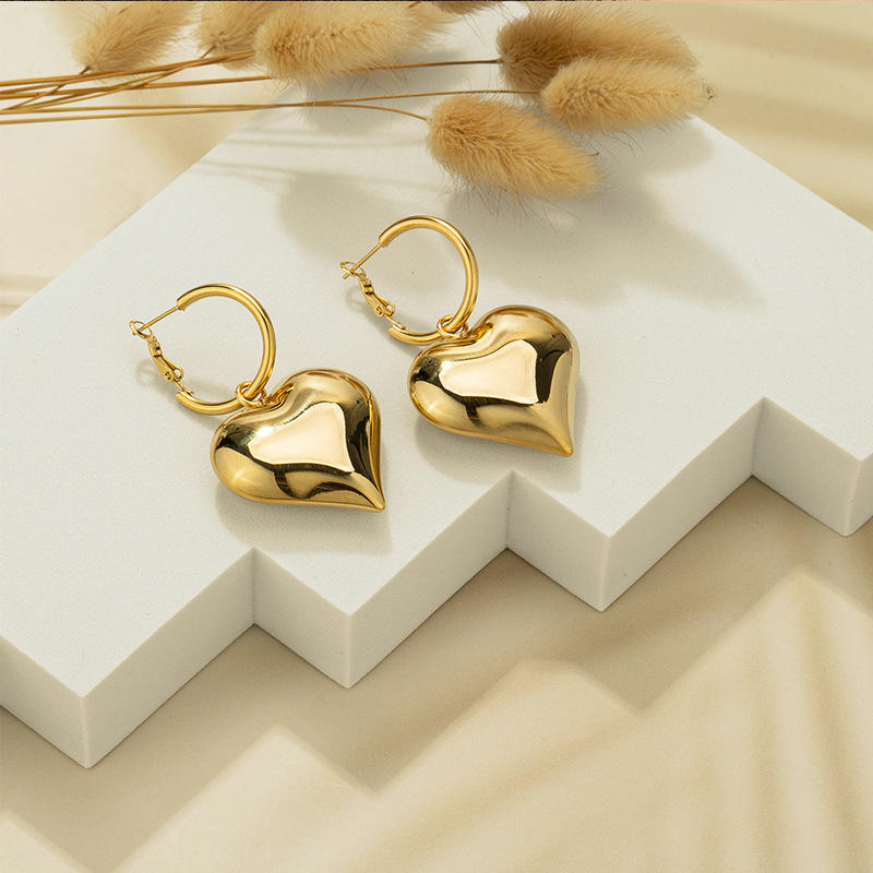Chunky Heart Hoop Earrings -soristyle