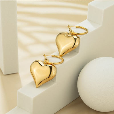 Chunky Heart Hoop Earrings -soristyle