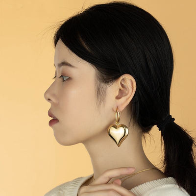 Chunky Heart Hoop Earrings -soristyle