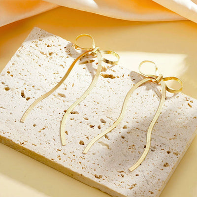 Golden Bow Knot Drop & Dangle Earrings