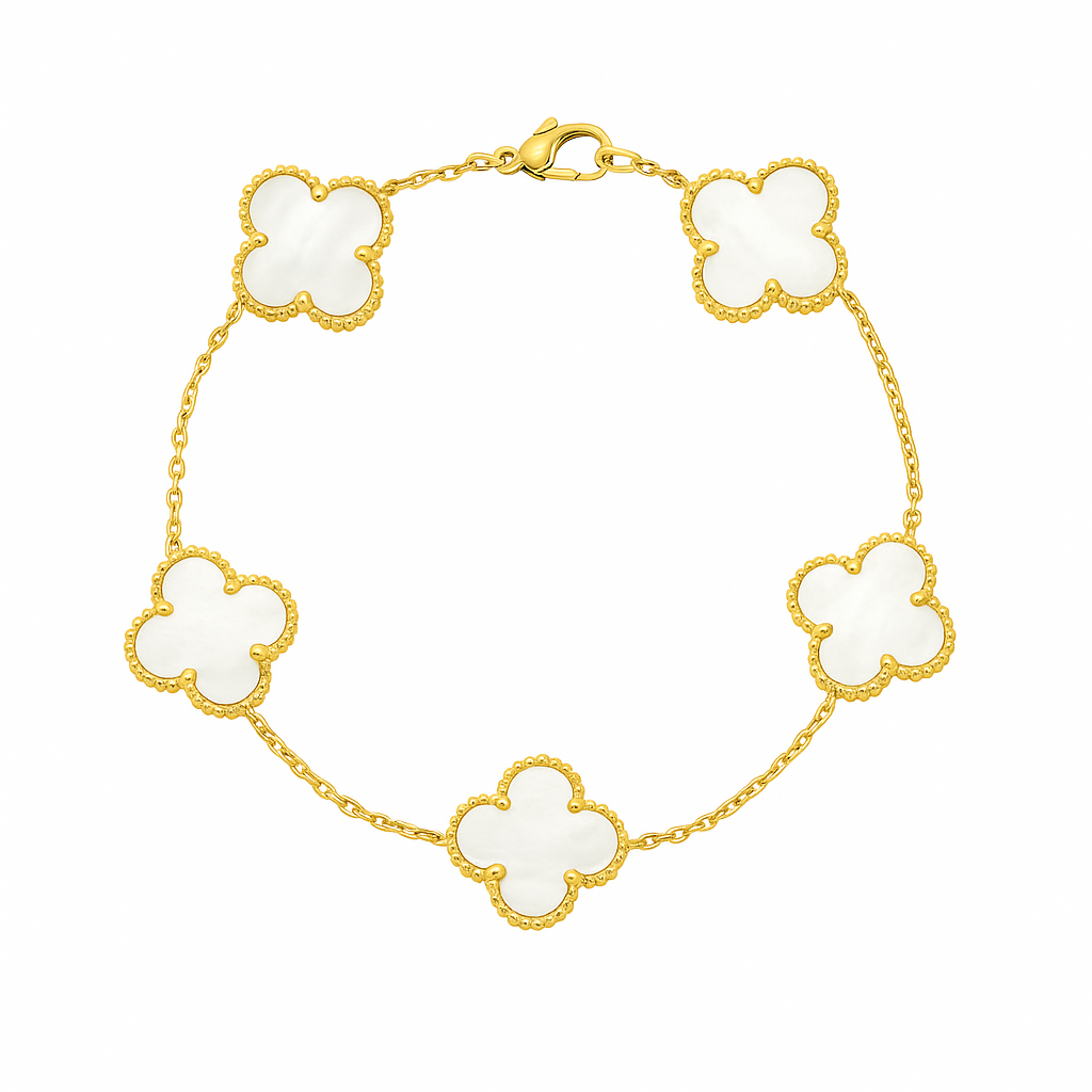 White Four Leaf Clover Bracelet - Lucky Charm Jewelry