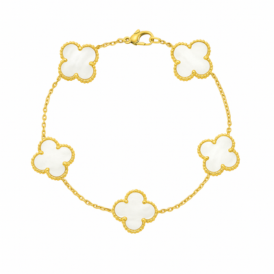 White Four Leaf Clover Bracelet | Lucky Charm Jewelry