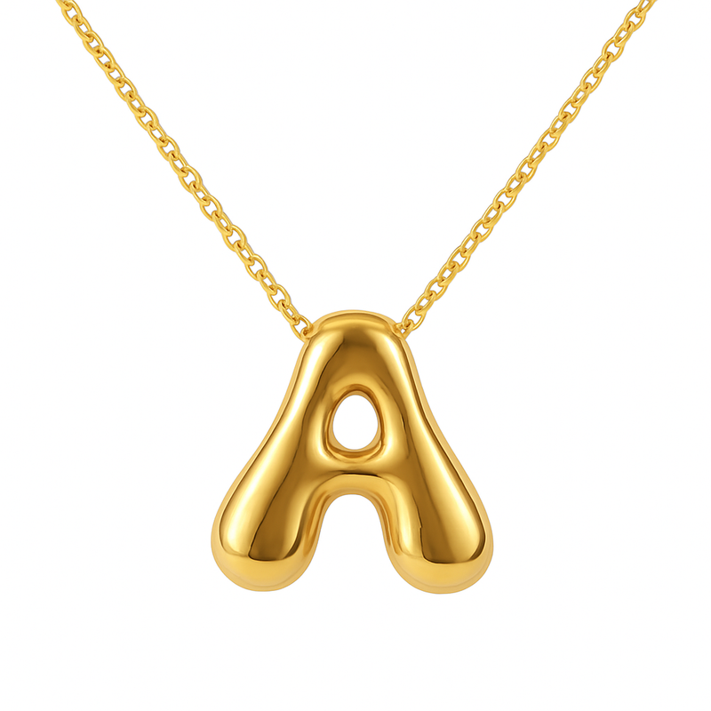 Initial Bubble Letter Necklace