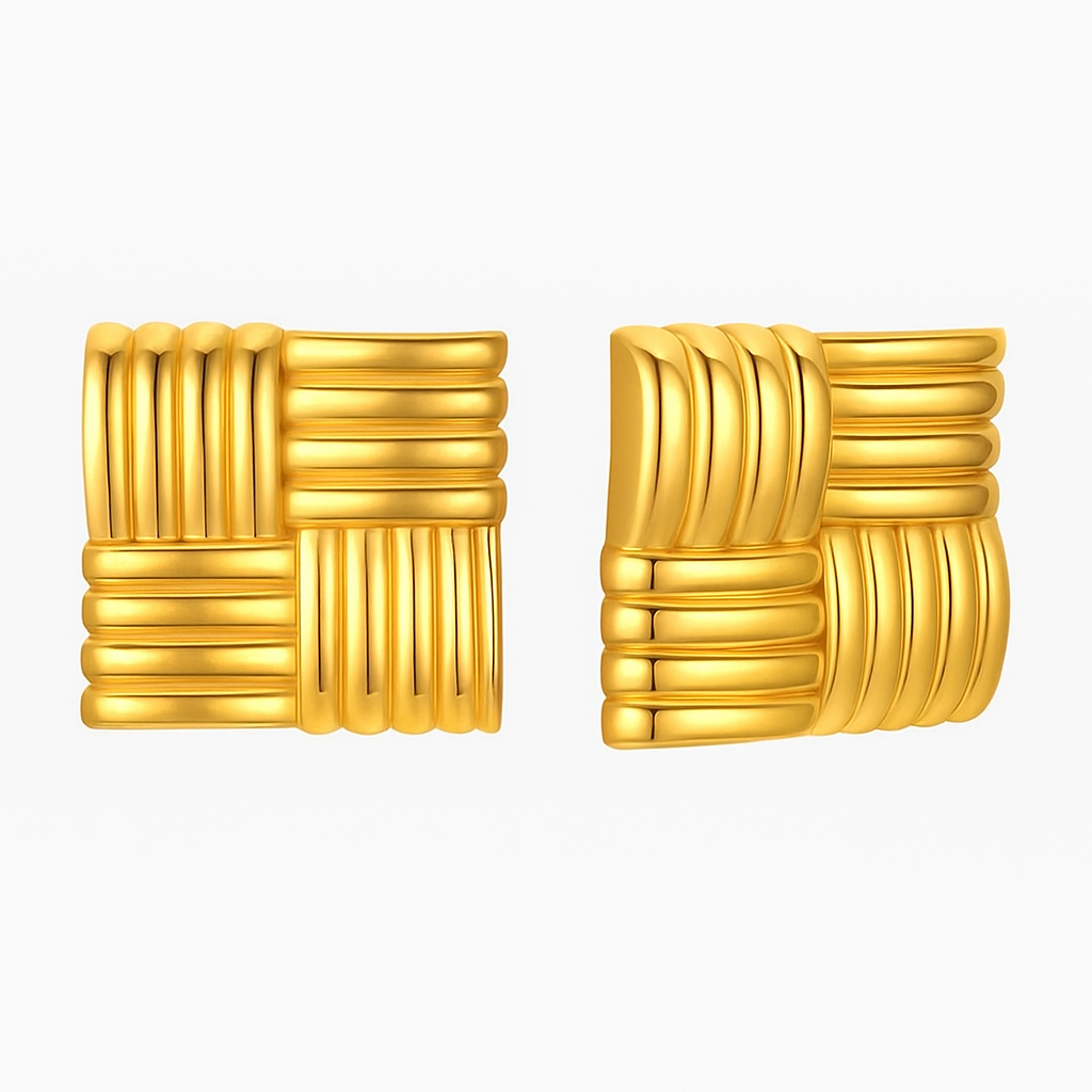 Square Stud Earrings -Bold Geometric & Elegant